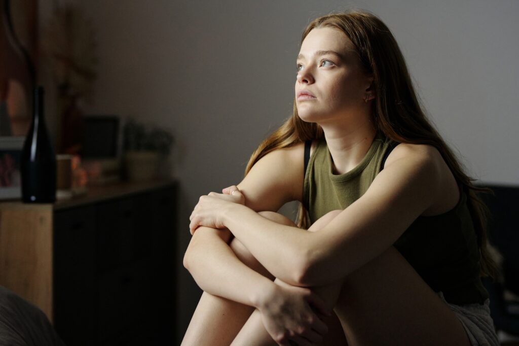 Contemplating Alone in Cozy Home Environment