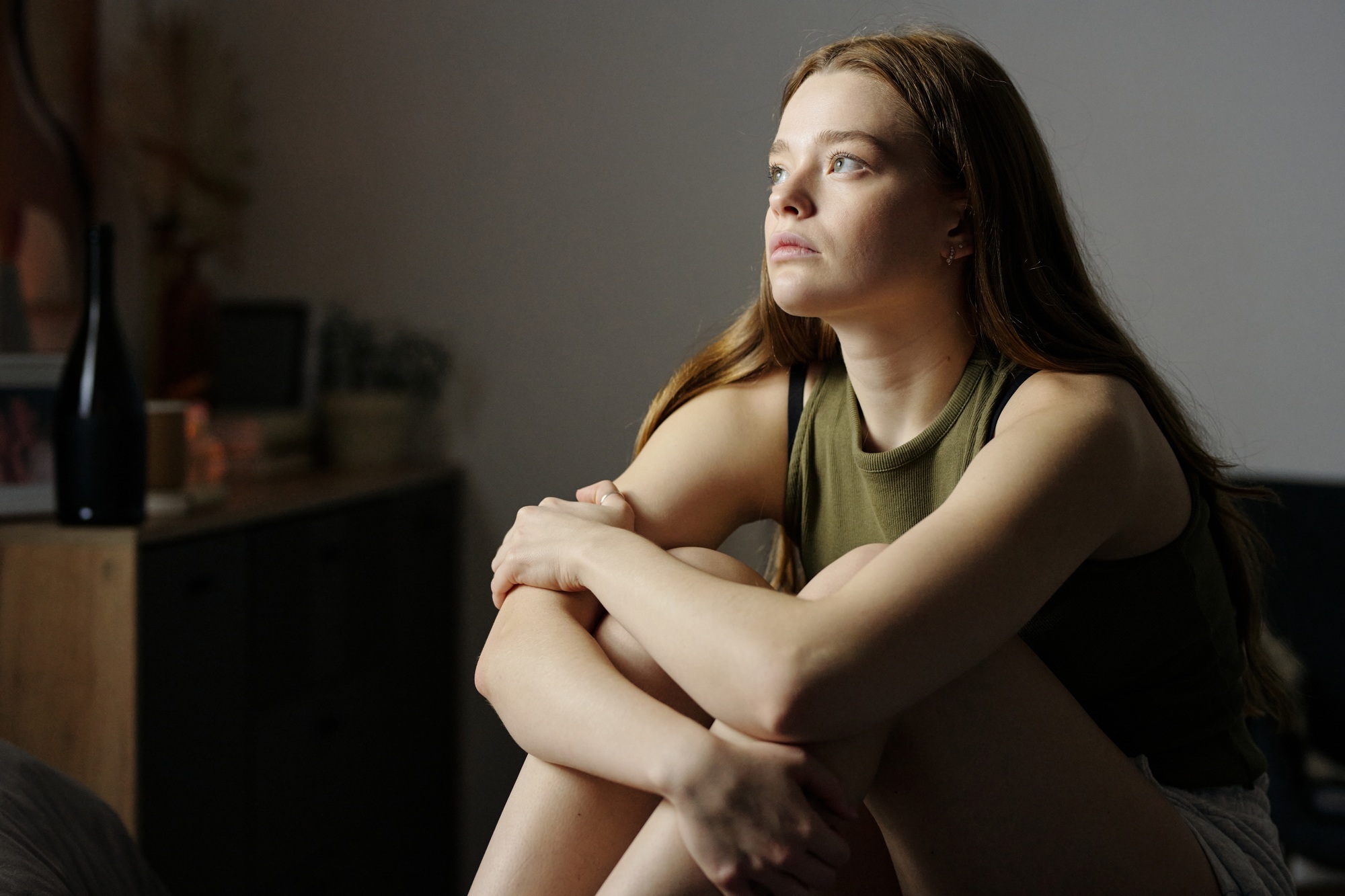 Contemplating Alone in Cozy Home Environment